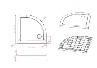 Поддон Cezares 80x80 TRAY-M-R-80-550-35-W из стеклокомпозита (SMC) Поддон Cezares 80x80 TRAY-M-R-80-550-35-W из стеклокомпозита (SMC)
