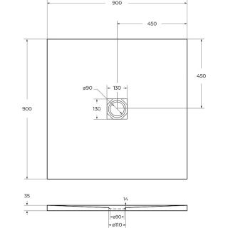 Душевой поддон BelBagno из литьевого мрамора 90x90 см TRAY-MR-UNO-A-90-35-NERO черный
