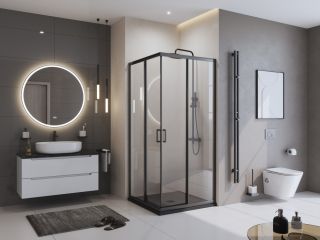 Душевой поддон BelBagno UNO TRAY-MR-UNO-A-90-35-NERO-NO из искусственного мрамора в комплекте с сифоном