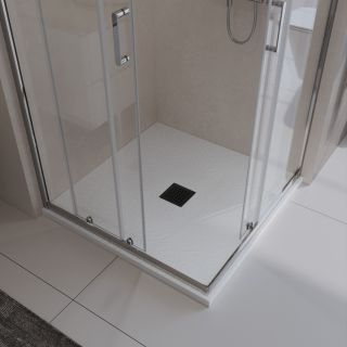Душевой поддон BelBagno UNO TRAY-MR-UNO-A-90-35-W-NO из искусственного мрамора в комплекте с сифоном