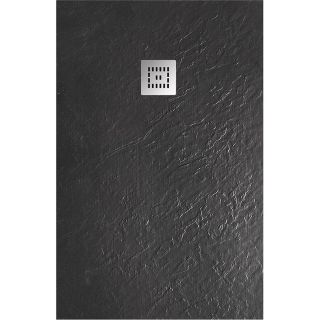 Душевой поддон BelBagno TRAY-MR-UNO-AH-120/80-35-NERO-NO  в комплекте с сифоном с чёрной матовой декоративной накладкой, чёрный