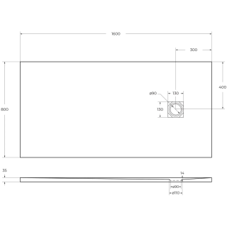 Душевой поддон BelBagno TRAY-MR-UNO-AH-160/80-35-W-BO  в комплекте с сифоном с белой матовой декоративной накладкой белый
