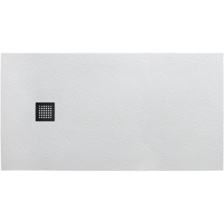 Душевой поддон BelBagno TRAY-MR-UNO-AH-160/80-35-W-NO  в комплекте с сифоном с чёрной матовой декоративной накладкой белый