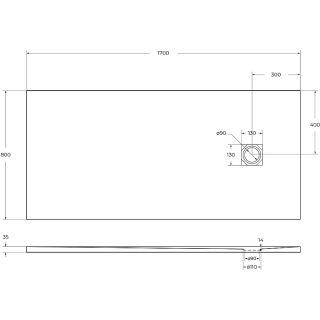 Душевой поддон BelBagno из литьевого мрамора 170x80 см TRAY-MR-UNO-AH-170/80-35-W белый