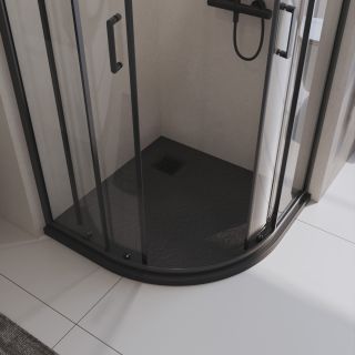 Душевой поддон BelBagno UNO TRAY-MR-UNO-R-90-550-35-NERO-NO из искусственного мрамора в комплекте с сифоном