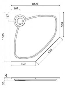 Поддон Cezares TRAY-S-P-100-56-W