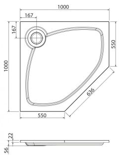 Поддон Cezares TRAY-S-P-100-56-W Поддон Cezares TRAY-S-P-100-56-W