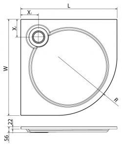 Поддон Cezares TRAY-S-R-90-550-56-W