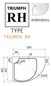 Поддон  Cezares TRAY-A-TRIUMPH-RH-120/90-15-W-R