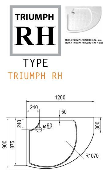 Поддон  Cezares TRAY-A-TRIUMPH-RH-120/90-15-W-R