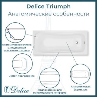 Ванна из литьевого мрамора Delice Triumph DLR330010-G 170x70 глянцевая