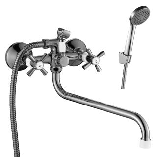 Смеситель для ванны Decoroom с ручным душем хром/белый DR46045-White Смеситель для ванны Decoroom с ручным душем хром/белый DR46045-White