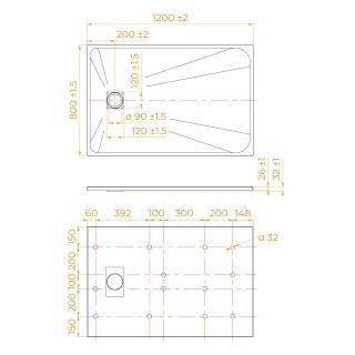 Душевой поддон RGW TSS-Co 553502812-10 120x80 см бетон