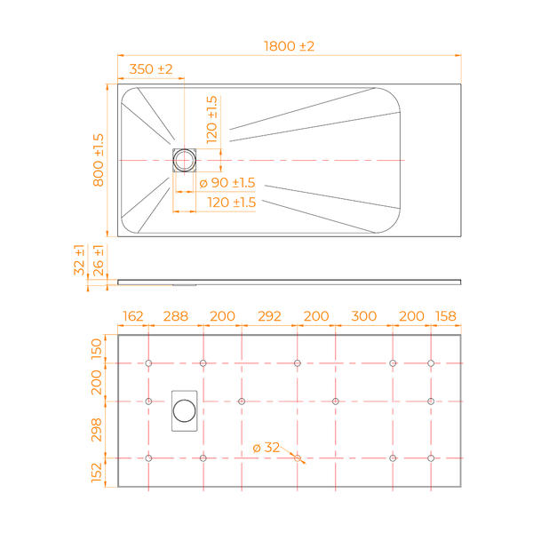Душевой поддон RGW TSS-W 553502818-01 80x180см белый
