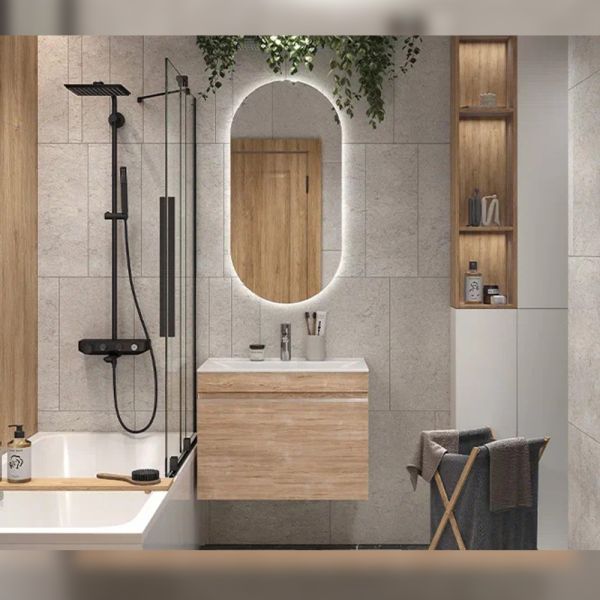 Тумба под раковину подвесная Velvex Pulsus tp.PUL.PUL.70.1Y дуб сонома, 70 см