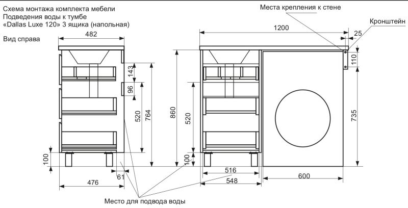 Напольная тумба под раковину Эстет Dallas Luxe ФР-00001921 Л/П 120см три ящика белый Напольная тумба под раковину Эстет Dallas Luxe ФР-00001921 Л/П 120см три ящика белый