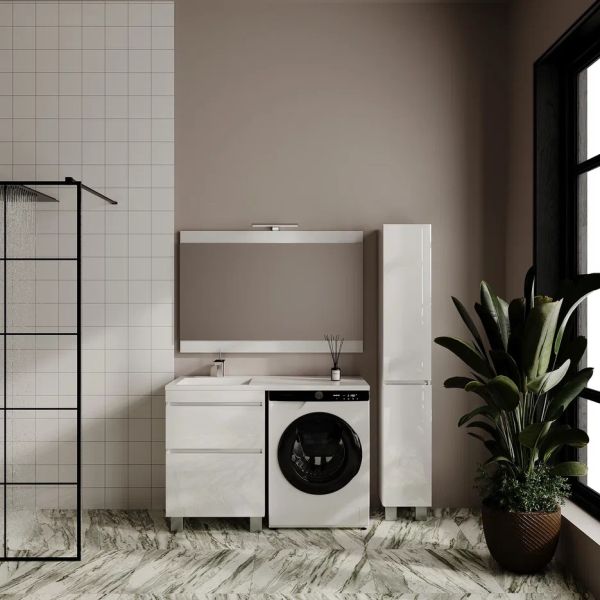 Тумба напольная Style Line Даллас Леон 120 Люкс Plus СС-00002438 под раковину для стиральной машины белый