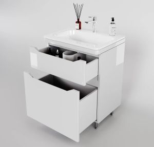 Тумба под раковину Style Line Марелла 60 Люкс Plus СС-00002396 белый глянец