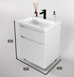 Тумба под раковину Style Line Марелла 60 Люкс Plus СС-00002395 белый матовый