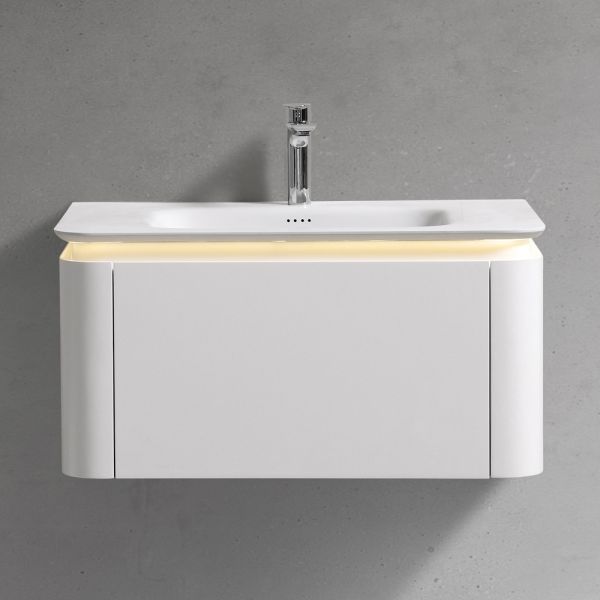 Тумба с раковиной Black&White Universe 925800 80 см молочный белый матовый