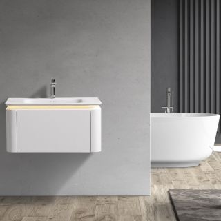 Тумба с раковиной Black&White Universe 925900P02 90 см молочный белый матовый