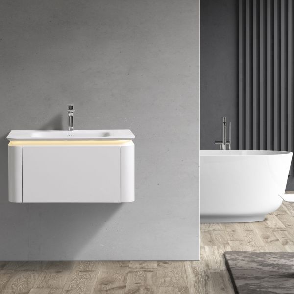 Тумба с раковиной Black&White Universe 925900 90 см молочный белый матовый