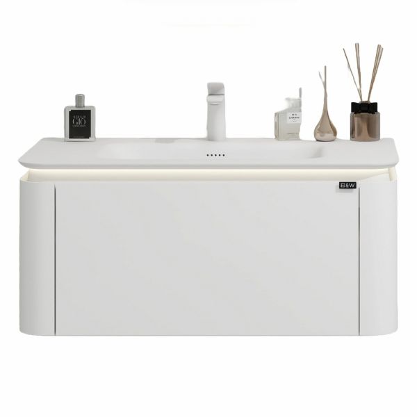 Тумба с раковиной Black&White Universe 925900 90 см молочный белый матовый