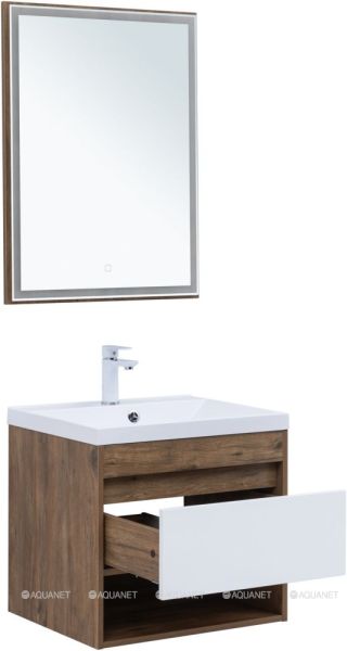 Тумба под раковину Aquanet Тренд 345117 60 см дуб рустикальный/белый сатин