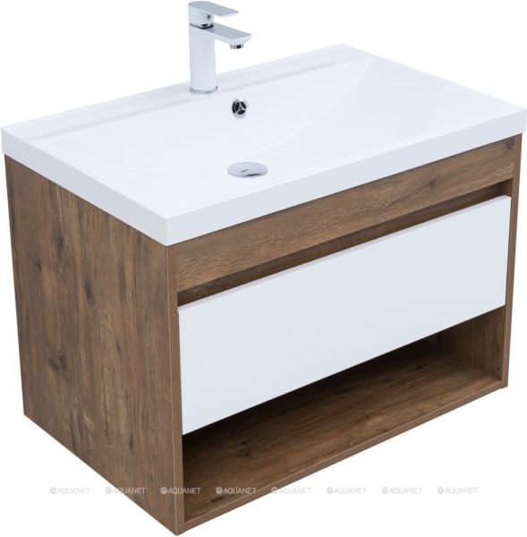 Тумба под раковину Aquanet Тренд 345118 75 см дуб рустикальный/белый сатин