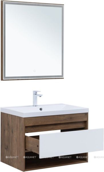 Тумба под раковину Aquanet Тренд 345118 75 см дуб рустикальный/белый сатин
