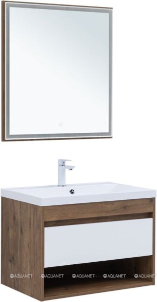 Тумба под раковину Aquanet Тренд 345118 75 см дуб рустикальный/белый сатин