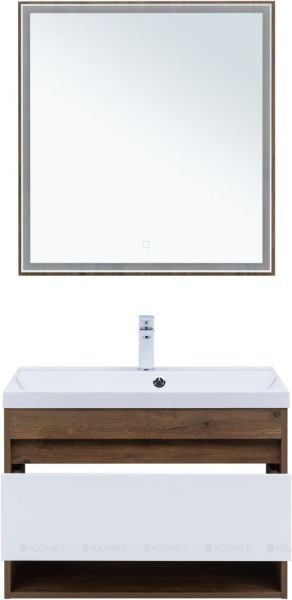 Тумба под раковину Aquanet Тренд 345118 75 см дуб рустикальный/белый сатин