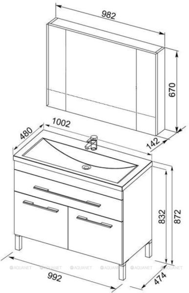 Тумба под раковину Aquanet Верона 182710 100 см белый