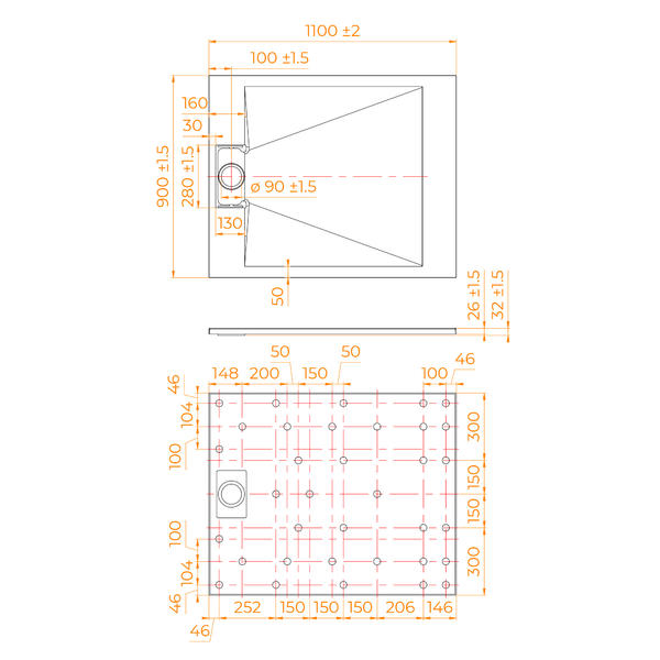 Душевой поддон RGW TUS-W 553702911-01 90x110см белый