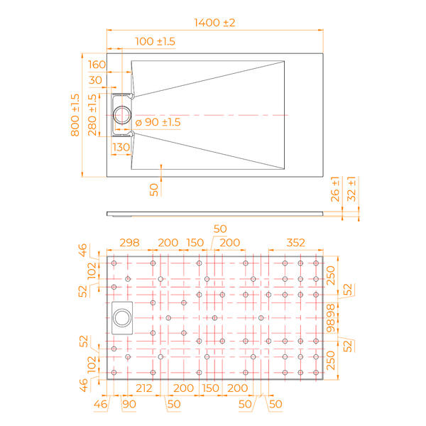 Душевой поддон RGW TUS-W 553702814-01 80x140см белый