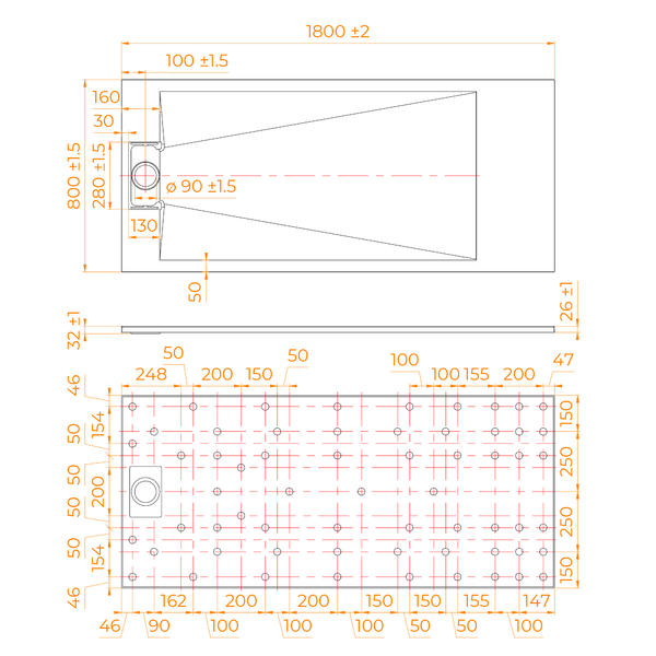 Душевой поддон RGW TUS-W 553702818-01 80x180см белый