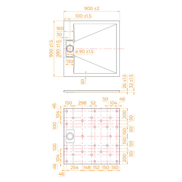 Душевой поддон RGW TUS-W 55370199-01 90x90см белый