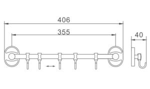 Планка с крючками для полотенец Haiba HB1915-5 хром