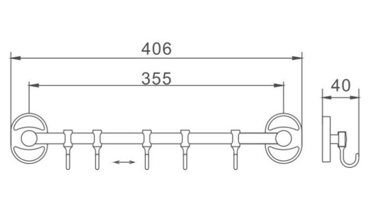Планка с крючками для полотенец Haiba HB1915-5 хром
