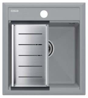 Комплект Paulmark: мойка Stepia 45 и коландер Advance PM114651-GRS+A375-BS серый двм/брашированная нержавеющая сталь Комплект Paulmark: мойка Stepia 45 и коландер Advance PM114651-GRS+A375-BS серый двм/брашированная нержавеющая сталь