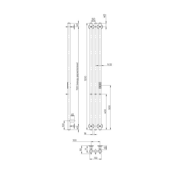 Полотенцесушитель электрический Indigo Style LSE120-13GFMRt 120x13 см графит металлик
