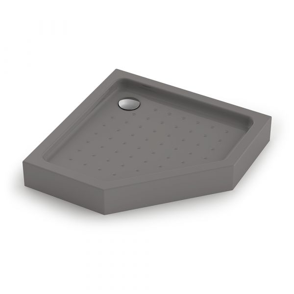 Душевой поддон пятиугольный (трапеция) Veconi Tezeo Acrylic TZ-53GR, 800x800x150, акрил, серый