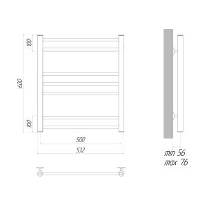 Полотенцесушитель водяной Lemark  Ursus LM72607BL П7 500x600, черный