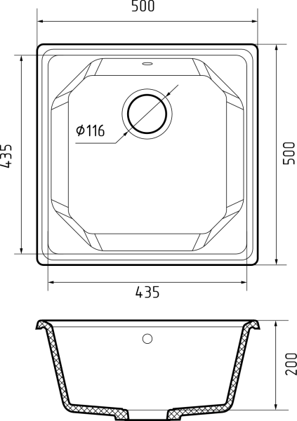 Мойка кухонная GranFest UNIQUE U-500 черный