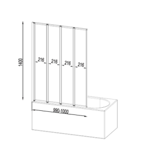 Шторка для ванны Am.pm Like W80BS-100-140CT 100x140