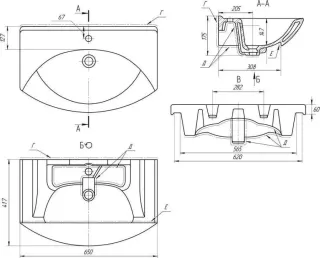 Раковина Dreja Laguna 192529 65 см