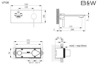 Смеситель Black & White Universe 7120U для душа встраиваемый