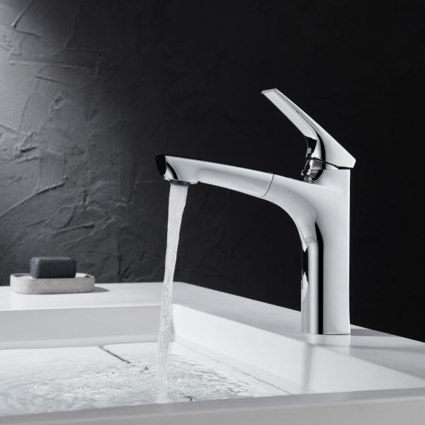 Смеситель для раковины Black&White Universe 7901С с выдвижным изливом хром