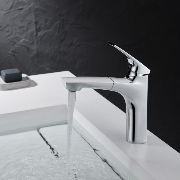 Смеситель для раковины Black&White Universe 7901С с выдвижным изливом хром