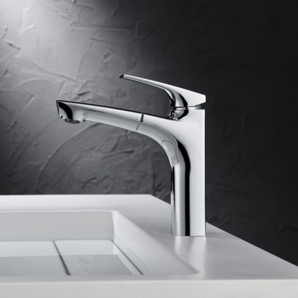 Смеситель для раковины Black&White Universe 7901С с выдвижным изливом хром